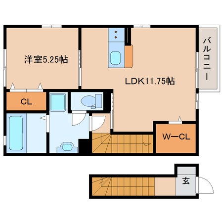 草薙駅 徒歩20分 2階の物件間取画像